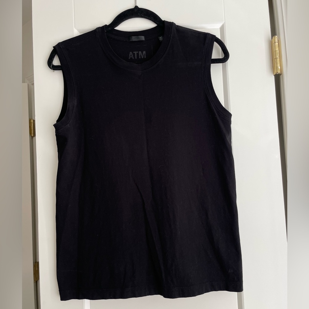 ATM CLASSIC JERSEY SLEEVELESS BOY TEE IN Black
